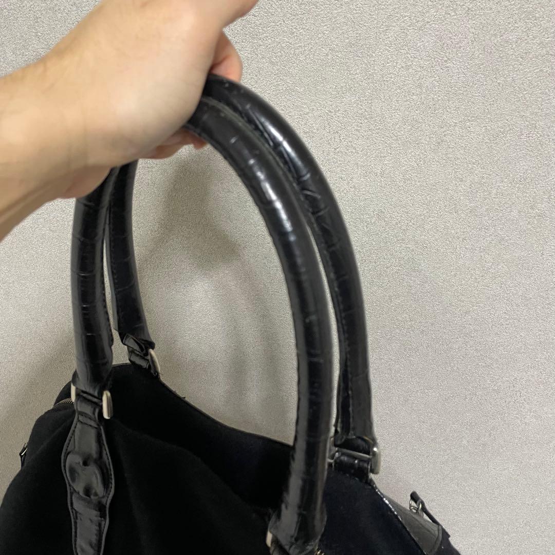 ミハラヤスヒロ　ボストン　バッグ　ハンドバッグ　ブラック　レザー　クロコ　異素材