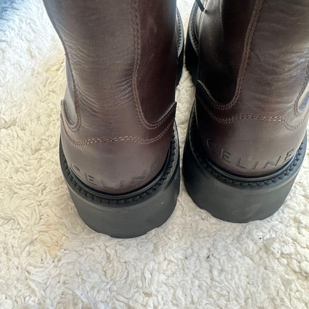 CELINE ブラウン レースアップブーツ