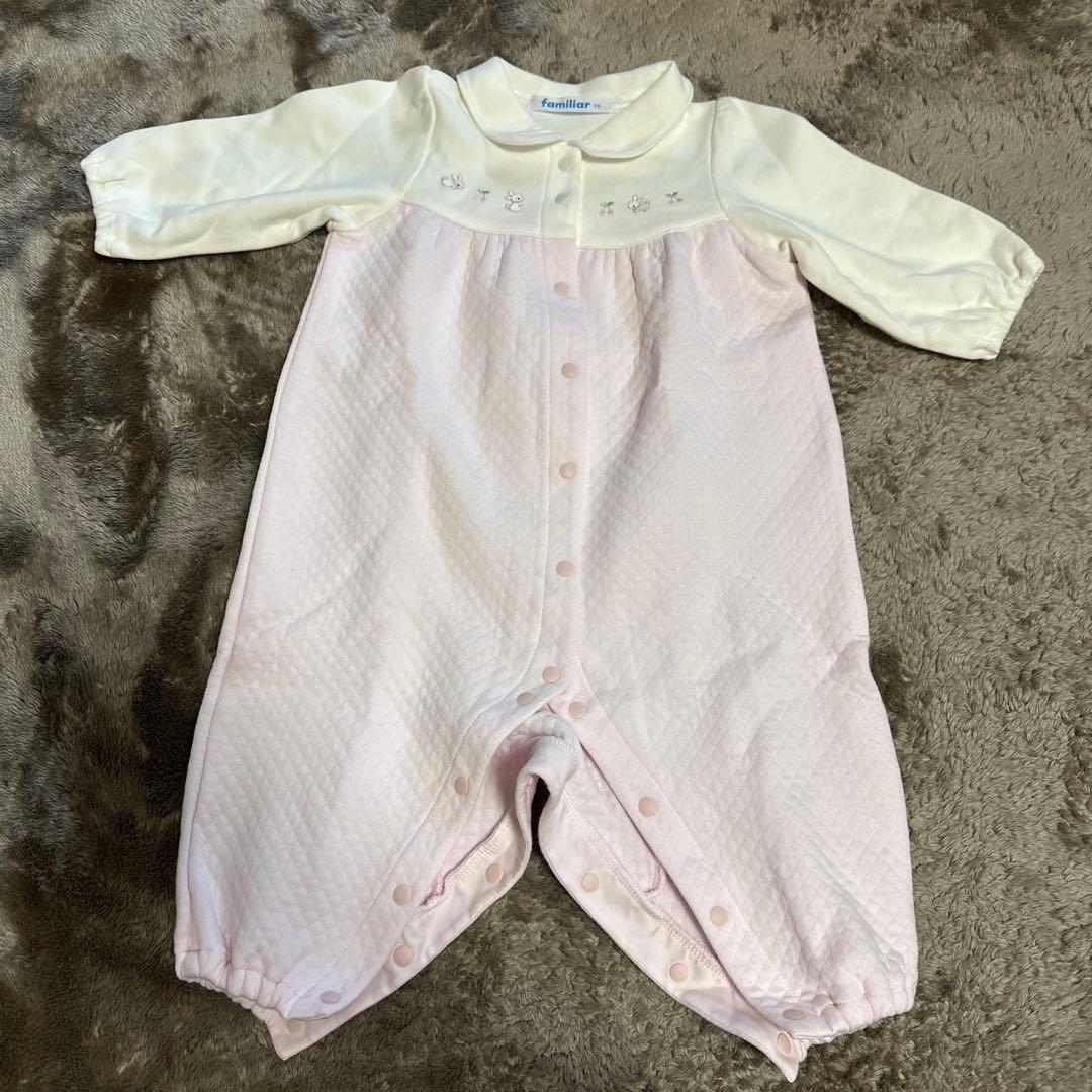 familiar ロンパース ピンク・ホワイト