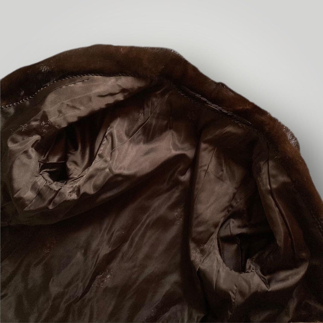 SAGA MINK　銀サガ ダークミンク　ファーコート ハーフコート　13　濃茶