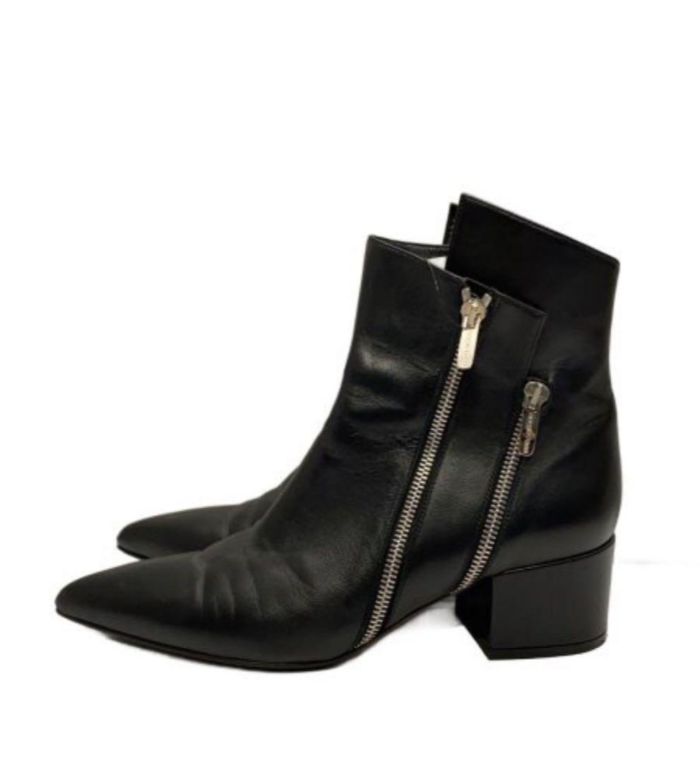 美品　セルジオロッシ　Sergio Rossi ブラック　レザー ブーツ ジップ