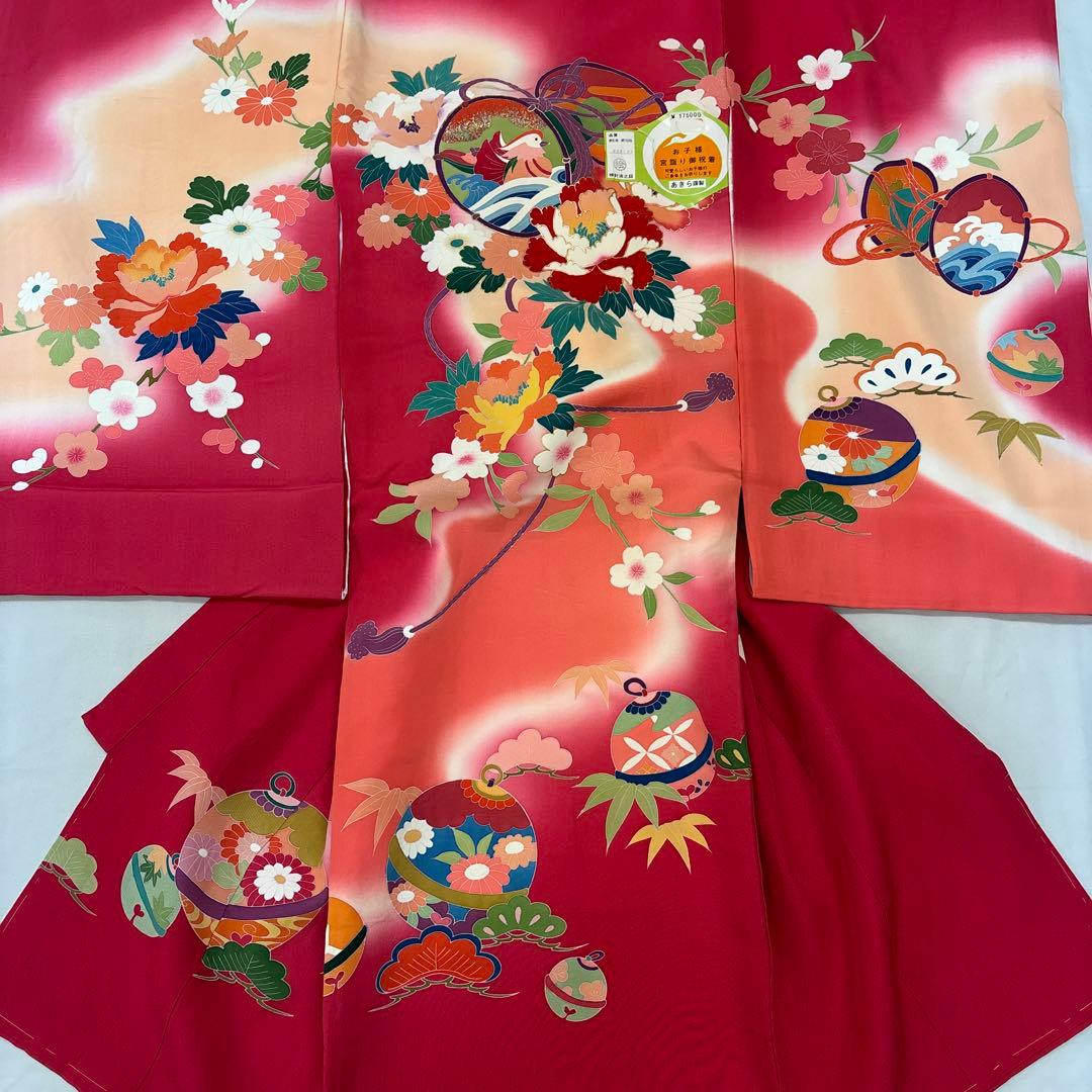 新品☆最高級正絹産着（祝着）特選京友禅手描き美術特選染古典豪華花鼓鴛鴦四季花鈴文