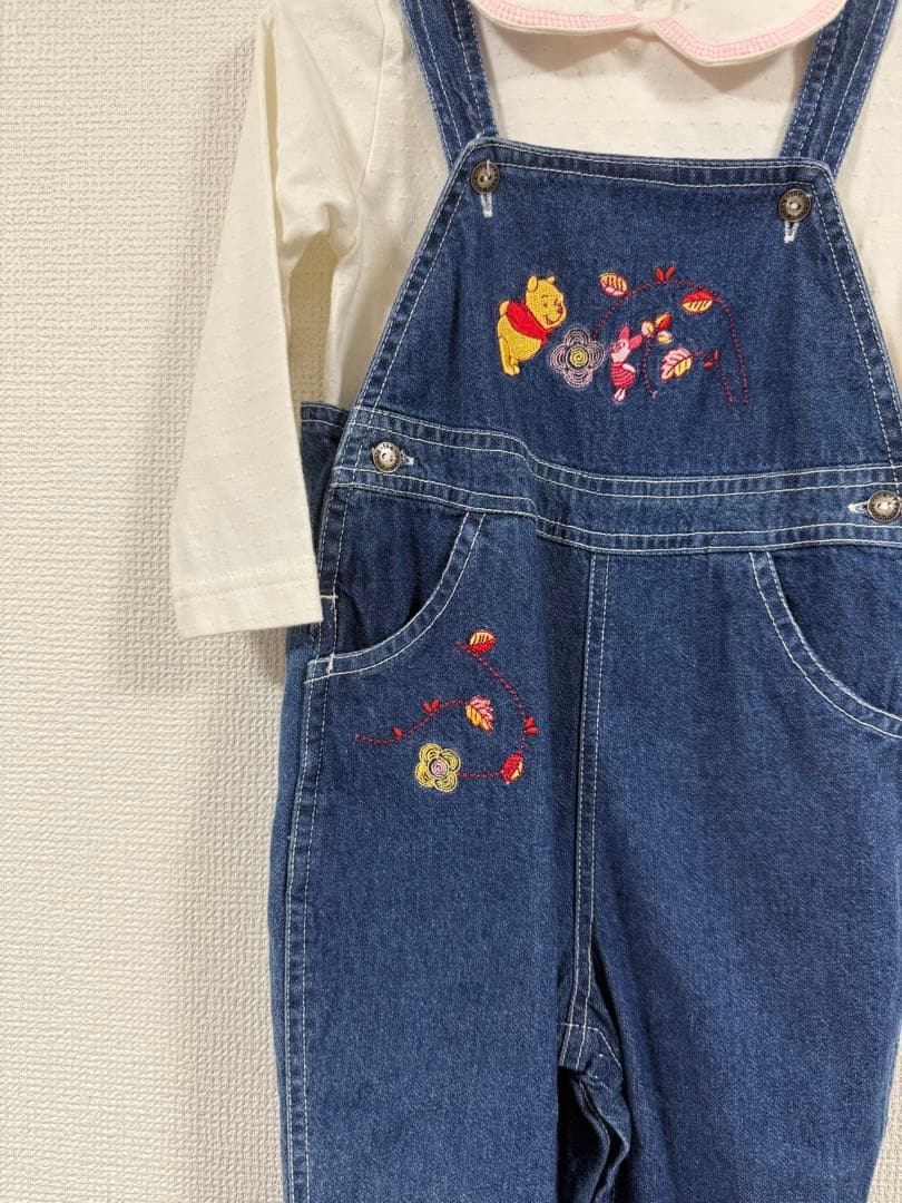 プーさん　ベビーロンパース　オーバーオール　ヴィンテージ　古着　24M