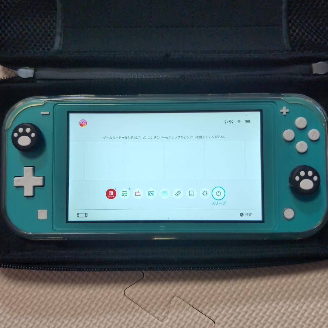 Nintendo Switch Lite ターコイズ 猫の足跡カバー付き