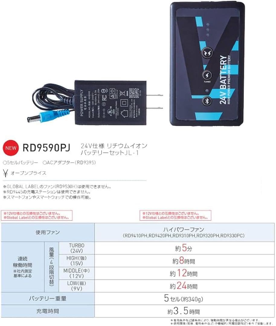 【新品】 空調風神服 2025年モデル ファン・バッテリーセット 空調服