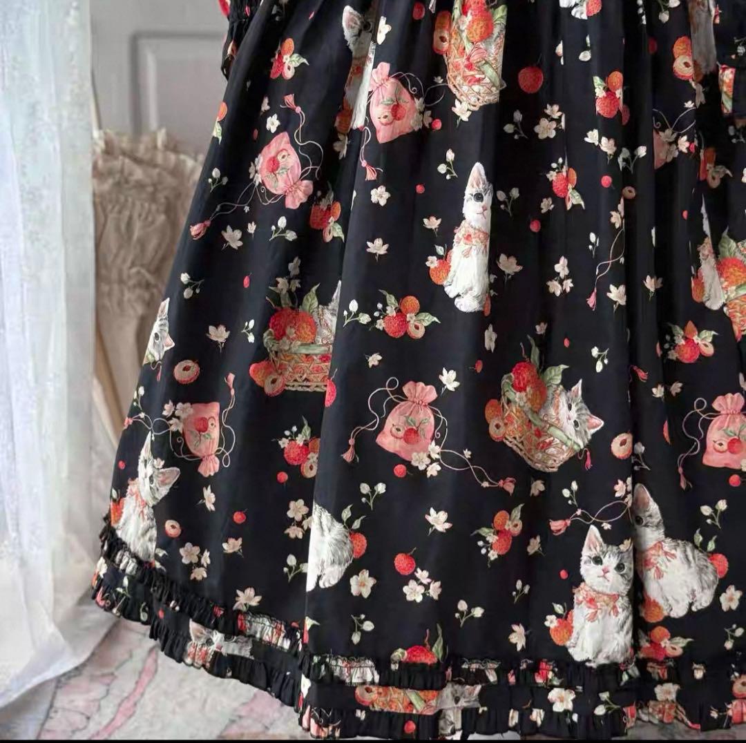 ライチ猫長袖ワンピース