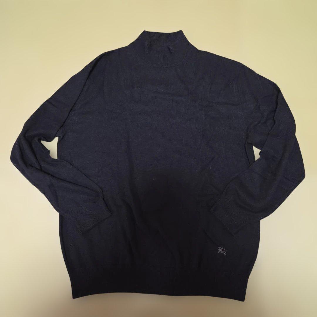 バーバリーロンドン ニット L カシミア100 ハイネック ロゴ 黒