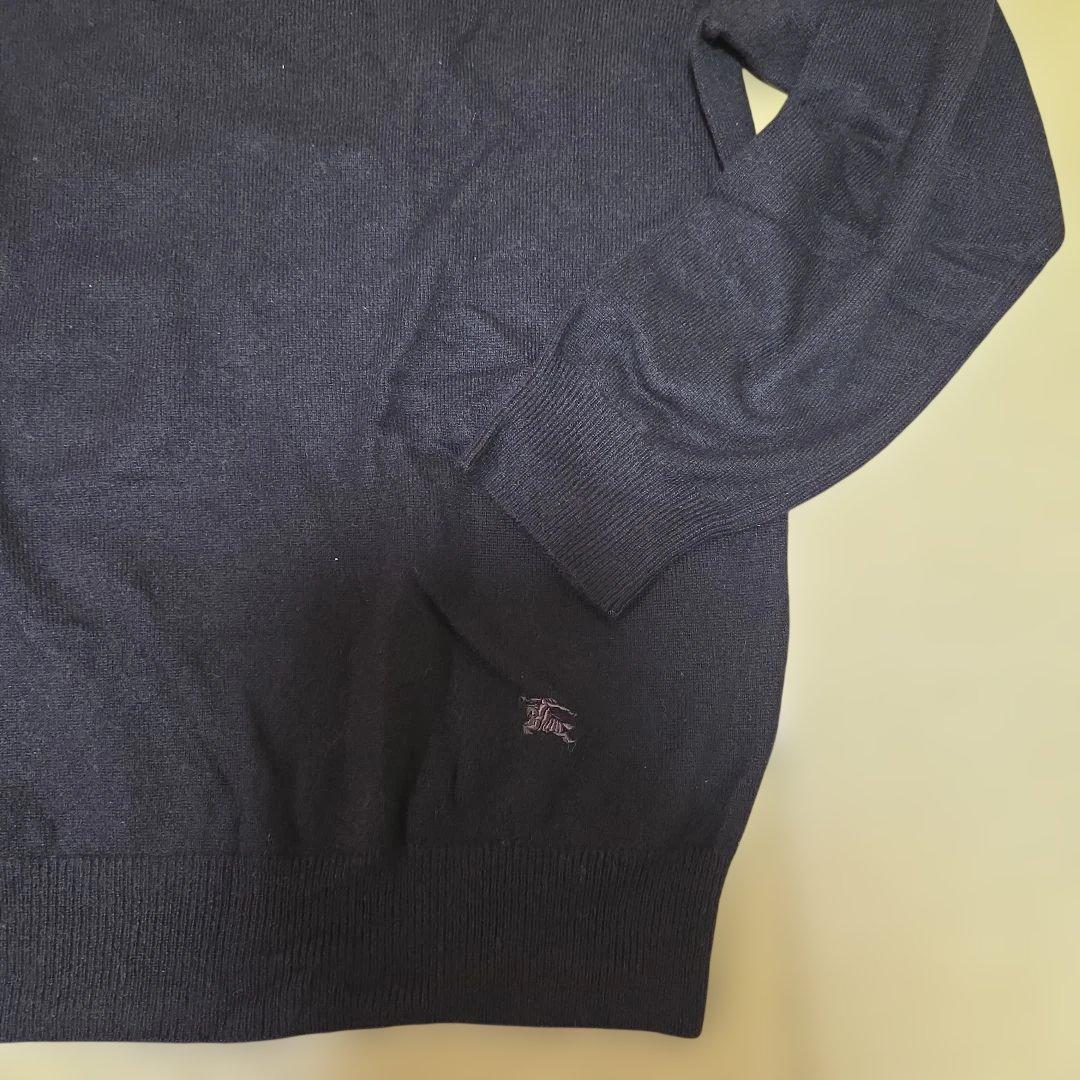バーバリーロンドン ニット L カシミア100 ハイネック ロゴ 黒