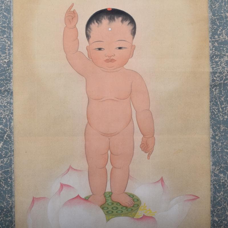 アニメ映画　掛軸　東明画　釈迦降誕之図　C　8075A