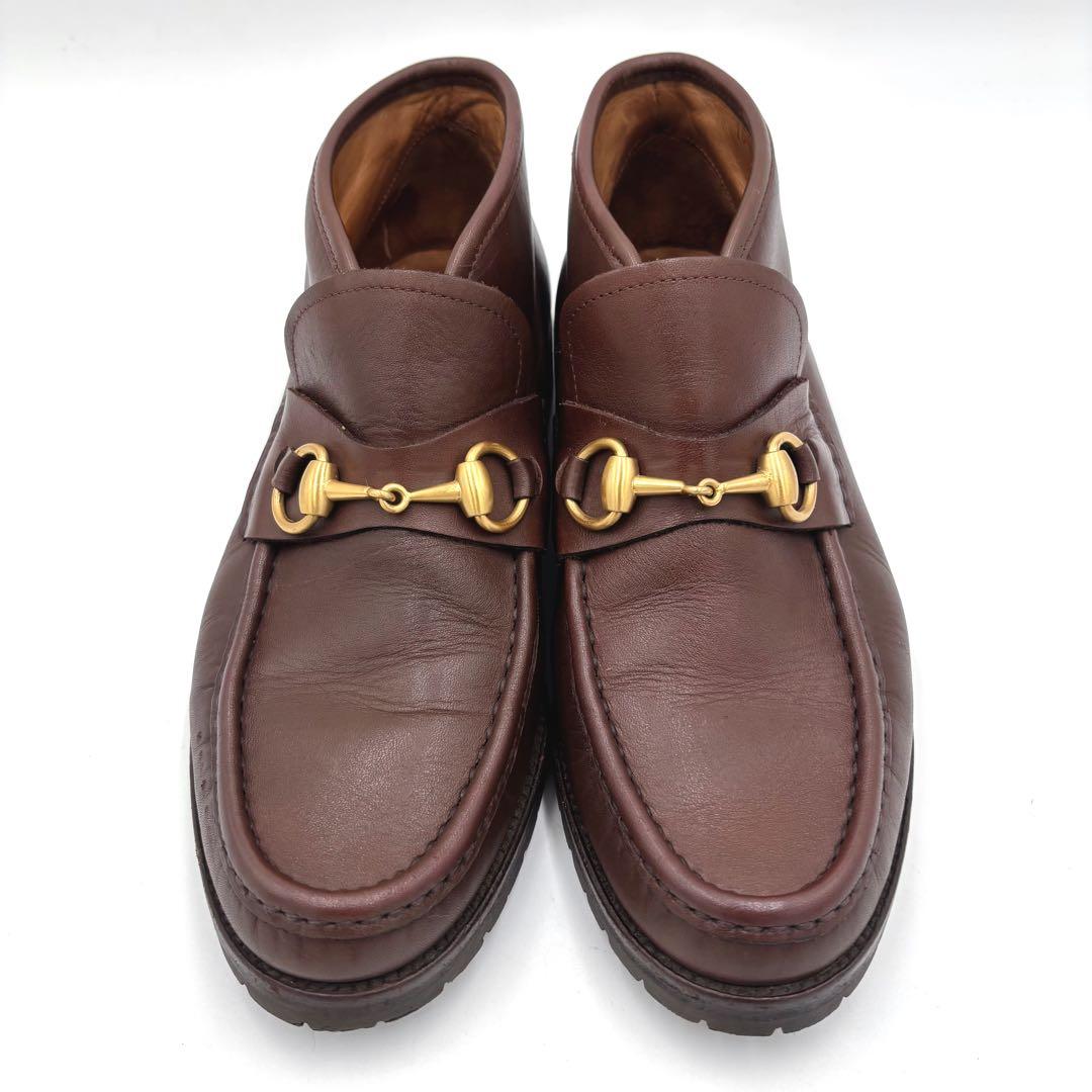 グッチ ビットローファー レザーチャッカーブーツ　アンクルブーツ 約24㎝