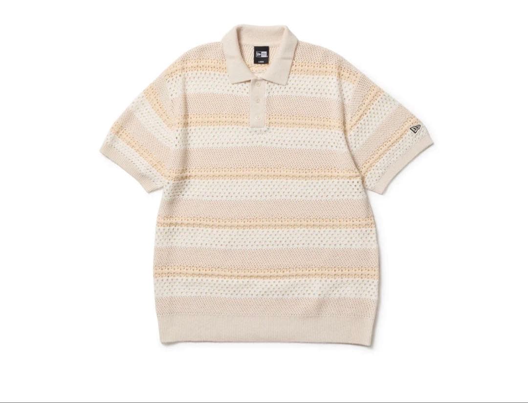 新品 new era半袖 サマーニット メッシュ ポロシャツ ホワイト ゴルフ