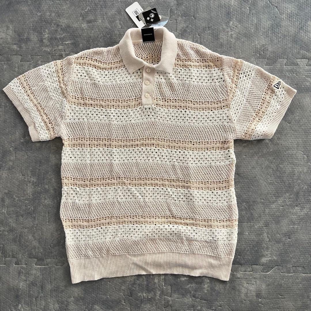 新品 new era半袖 サマーニット メッシュ ポロシャツ ホワイト ゴルフ