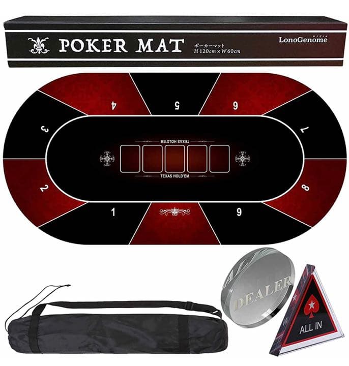 ポーカーマット 120cm×60cm テキサスホールデム カジノ 収納ケース付き