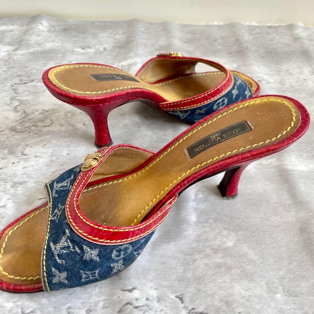 ルイ・ヴィトン モノグラム ミュール デニム マルチカラー 35 22.5㎝