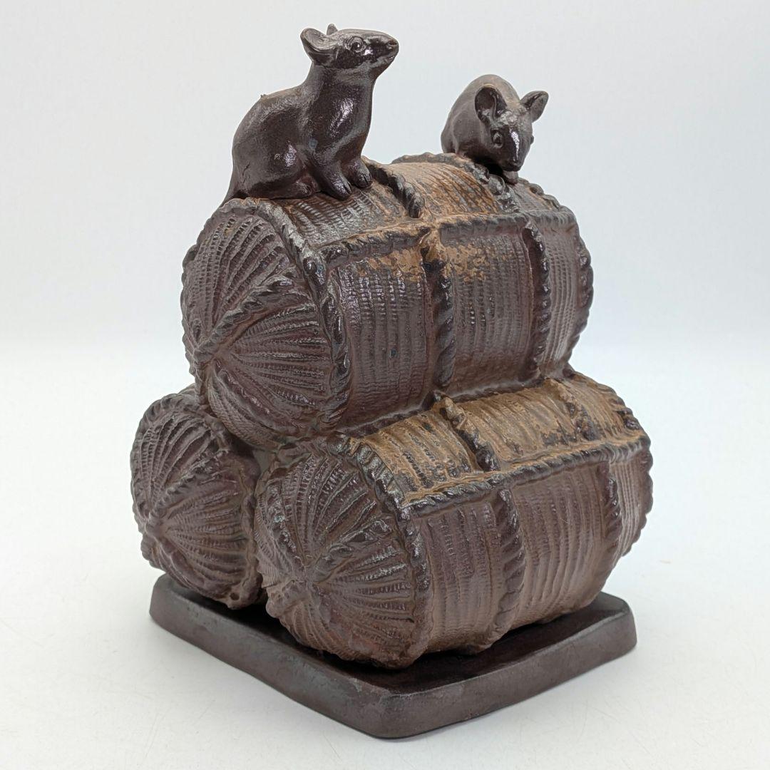 【直しあり】武用君彦 備前焼 干支置物「丙子」 共箱共布 子年 ネズミ 鼠 在銘