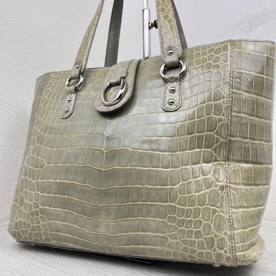 美品✨ SANPO 三宝 クロコダイル ハンドバッグ トートバッグ シャイニング