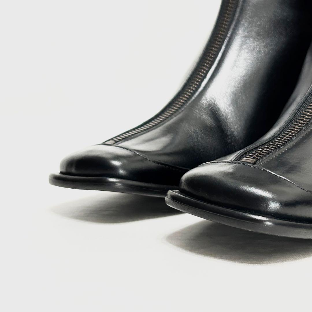 ■定5.3万 アンチショルド ショートブーツ 38 24〜25 黒 スクエアトゥ