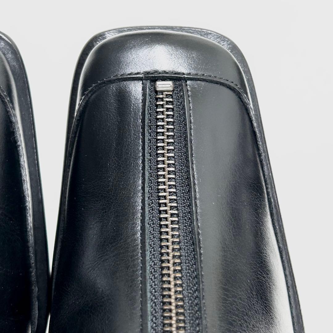 ■定5.3万 アンチショルド ショートブーツ 38 24〜25 黒 スクエアトゥ