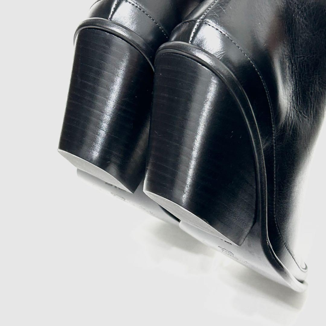 ■定5.3万 アンチショルド ショートブーツ 38 24〜25 黒 スクエアトゥ