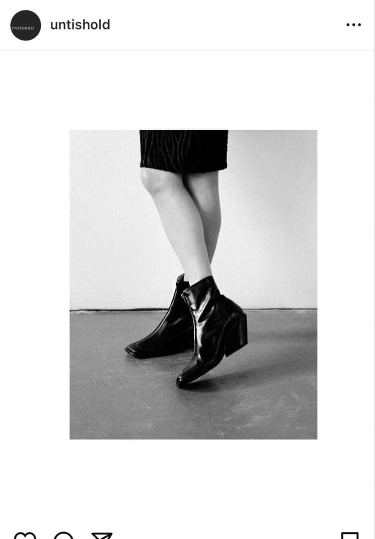 ■定5.3万 アンチショルド ショートブーツ 38 24〜25 黒 スクエアトゥ