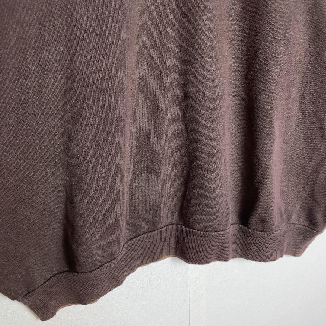 【超希少】ステューシー スウェット 90s スカル ワンポイント刺繍ロゴ 茶