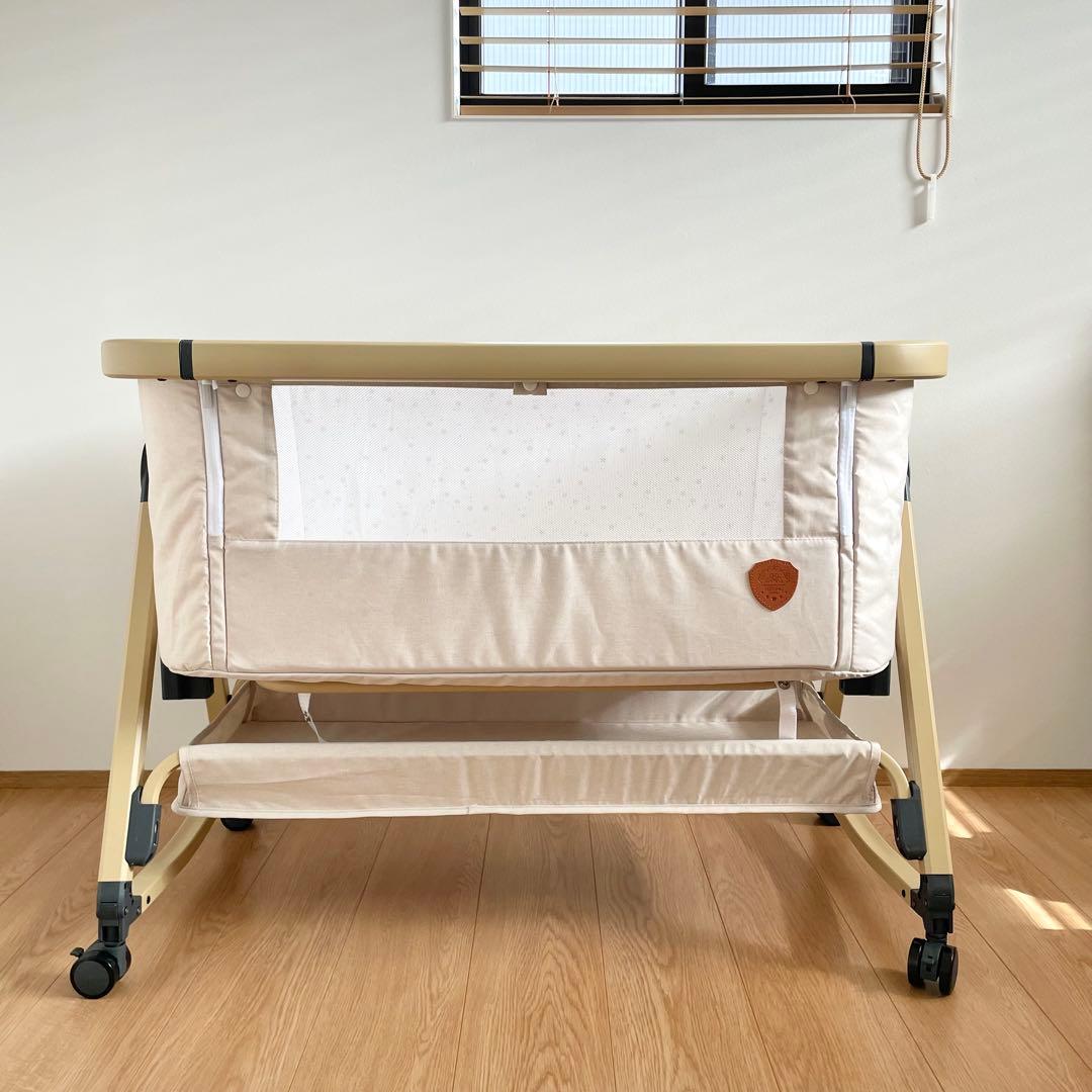 【美品】hzdmjベビーベッド　カーキ