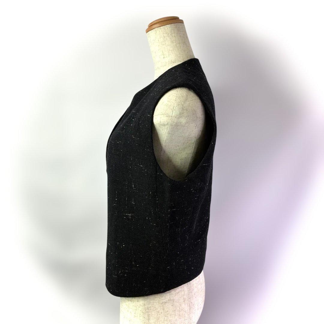 JIL SANDER ジルサンダー ベスト 黒 シルク混 ツイード調 レディース