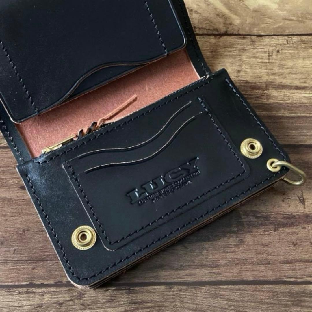 【サビオラ様ご確認用】トラッカーウォレット 新喜皮革 ホースハイド 茶芯ブラック