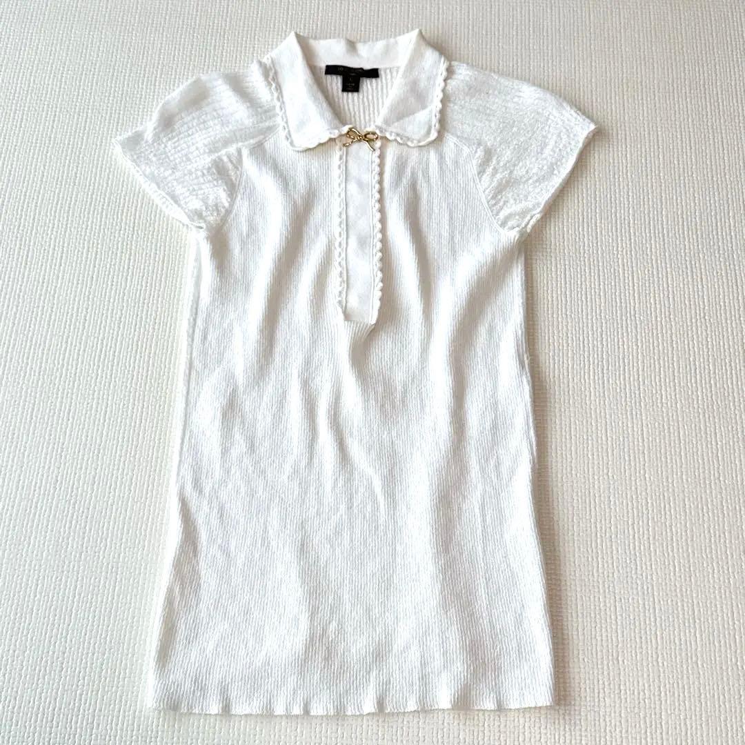 LOUIS VUITTON 半袖Tシャツ Lサイズ　ホワイト　ゴールド　リボン