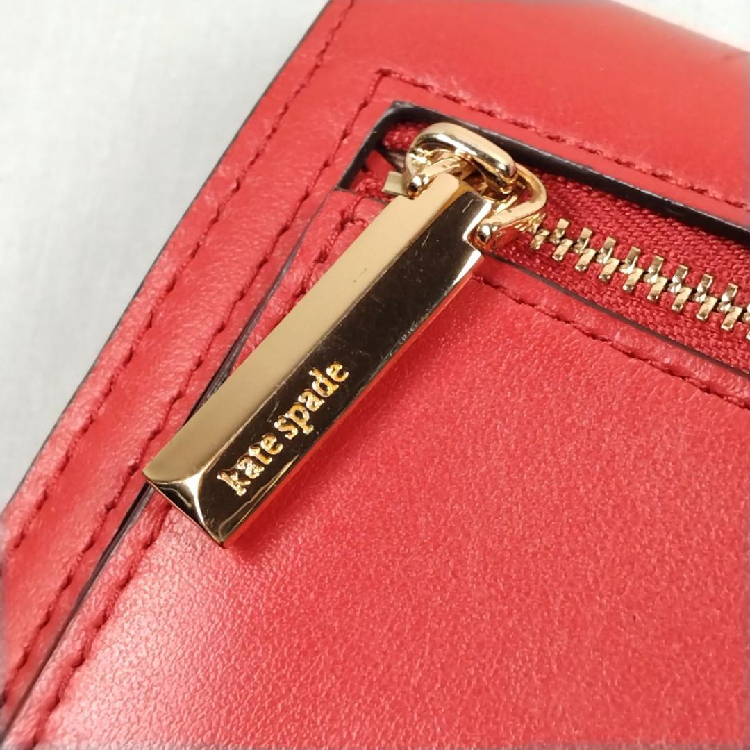 未使用ケイトスペード★ハートターンロックフラップウォレット カーフレザー本革 赤