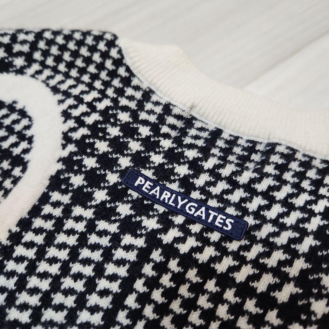 ☆PEARLY GATES☆ゴルフカシミヤ100％ニット 千鳥柄 1M 黒白黄