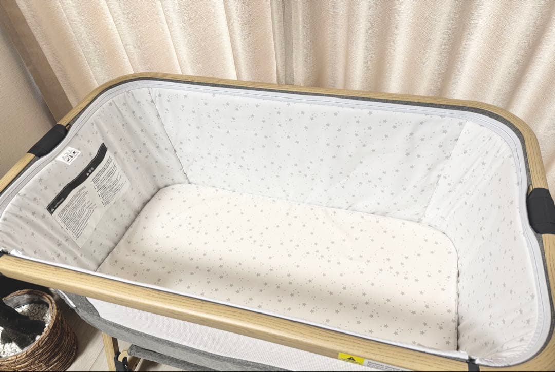 【美品・付属品完備】HZDMJベビーベッド グレー 折りたたみベビーベッド