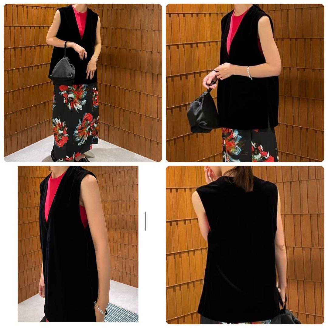 新品タグ付　トュモローランド　ボールジィ　マットベロアVネックベスト　ブラック