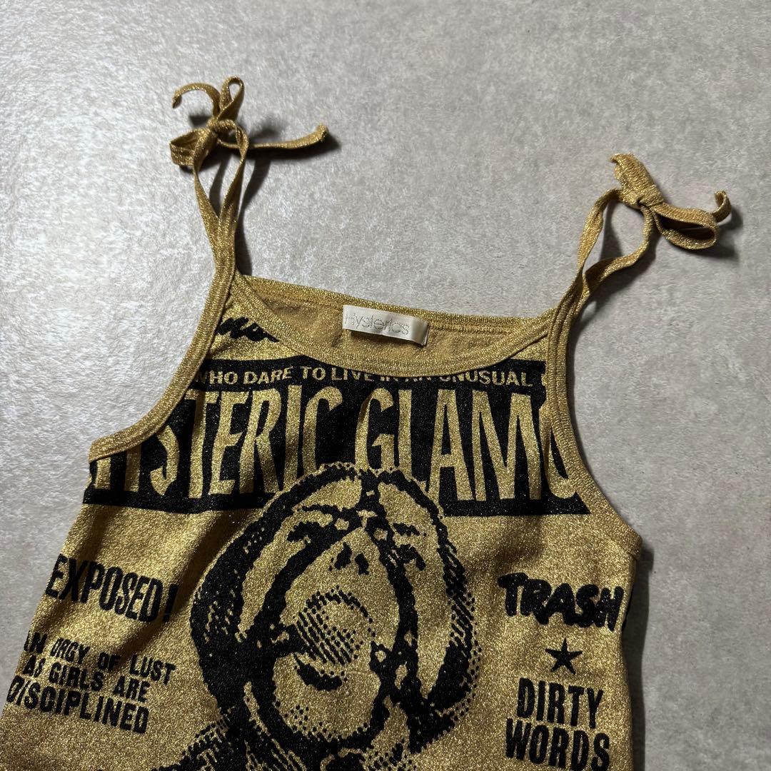 90s 初期 ヒステリックグラマー キャミソール 平成 ギャル ゴールド ラメ