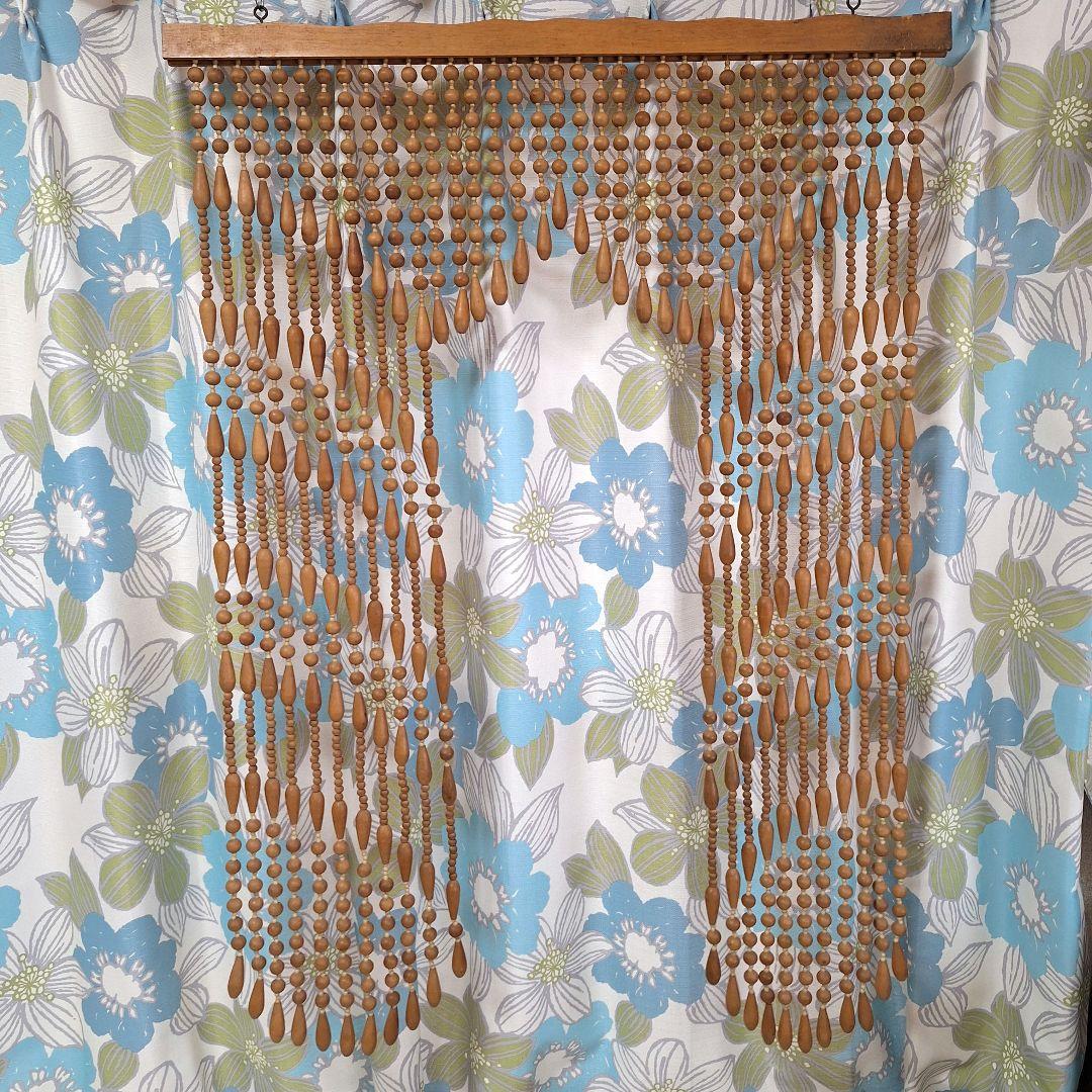 ヴィンテージ　昭和レトロ　玉のれん　のれん　珠のれん　無垢材