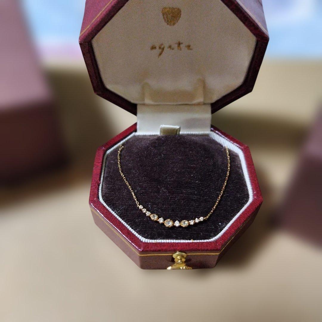 agete 限定 ネックレス K18 ダイヤ