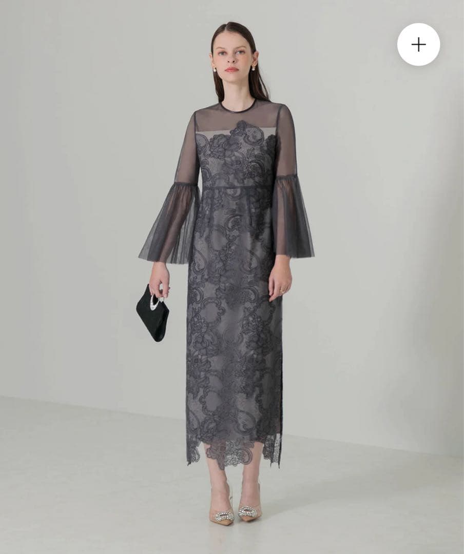 Leja シアープリーツスリーブ Iライン ドレス 結婚式 オケージョンワンピ