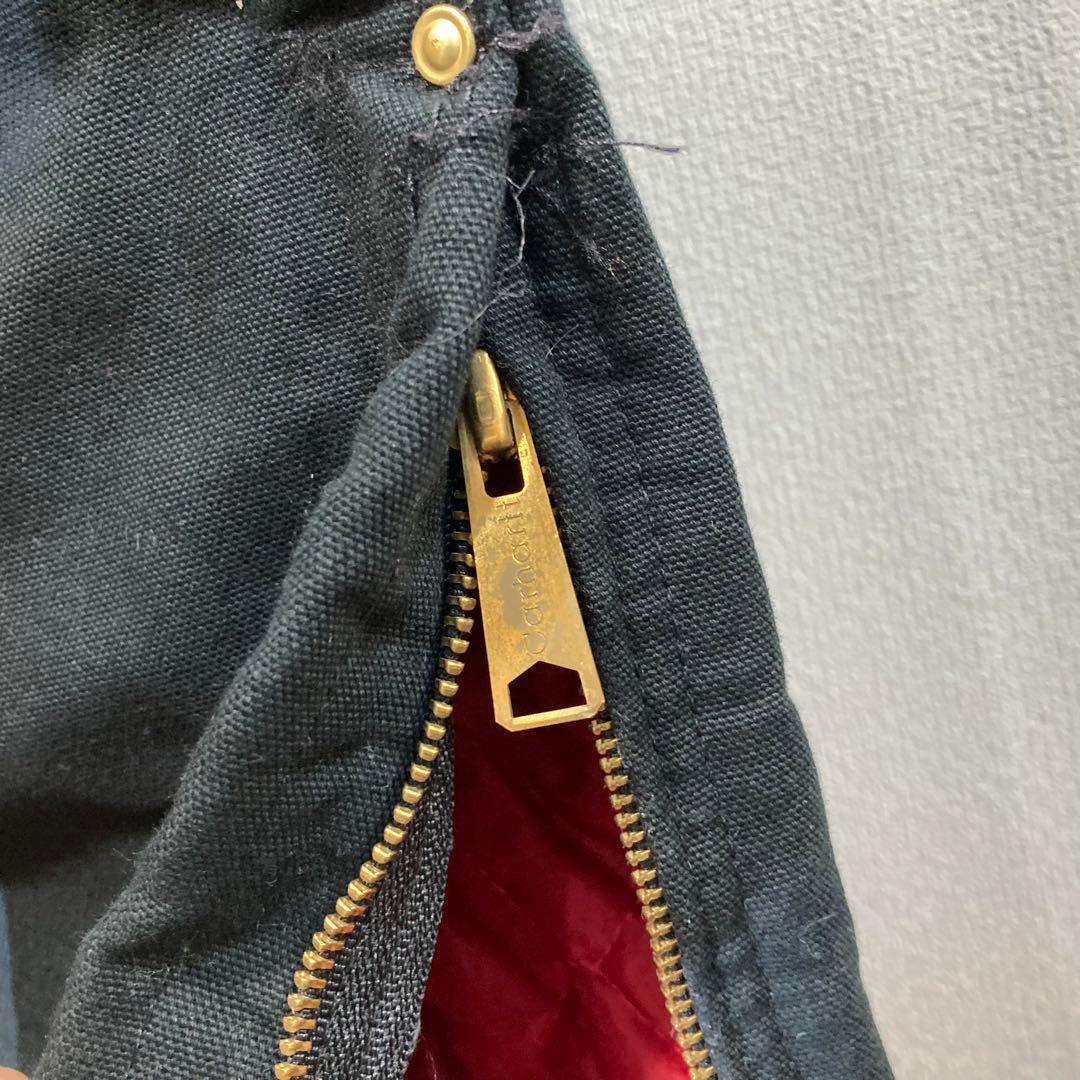 カーハートブラックオーバーオール大ペインターパンツ中綿黒パッチロゴ極太w52古着