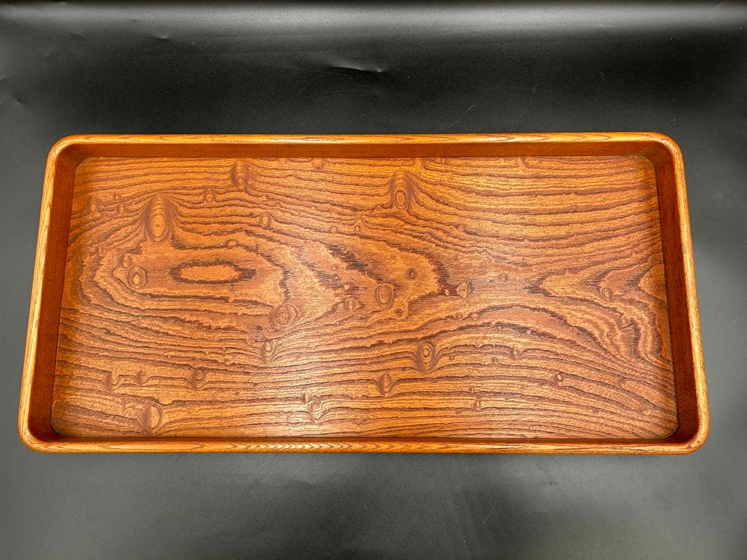 [即購入OK] 欅(けやき) 玉杢長盆　新品未使用　無垢材一枚物