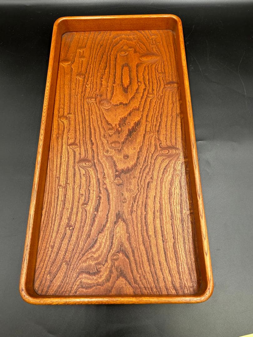 [即購入OK] 欅(けやき) 玉杢長盆　新品未使用　無垢材一枚物