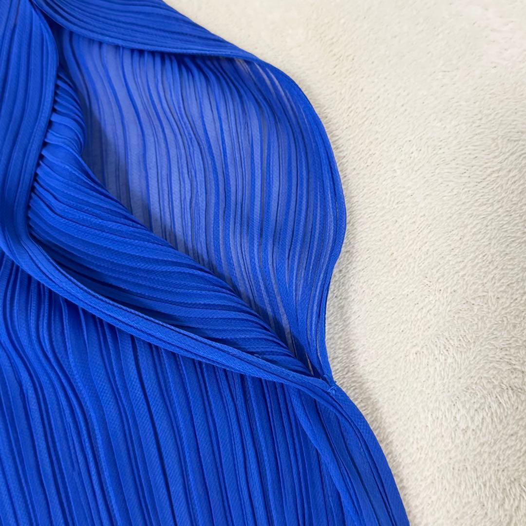 極美品✨ISSEY MIYAKE プリーツ　変形　チュニック　ブルー　Lサイズ