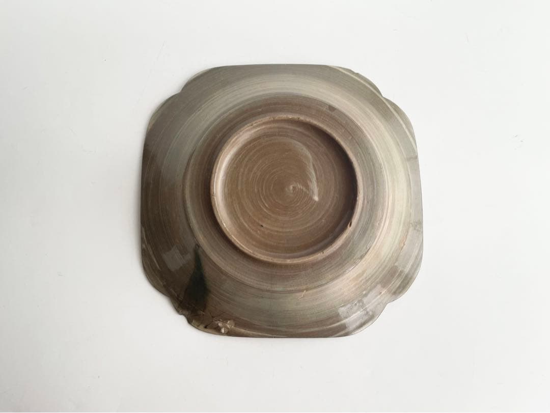 骨董　アンティーク　現川焼　現川　刷毛目　栗文様　隅入角皿　角皿　皿