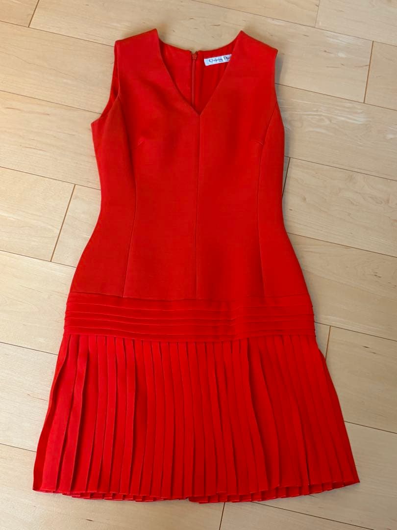 Christian Dior ノースリーブワンピース レッドS