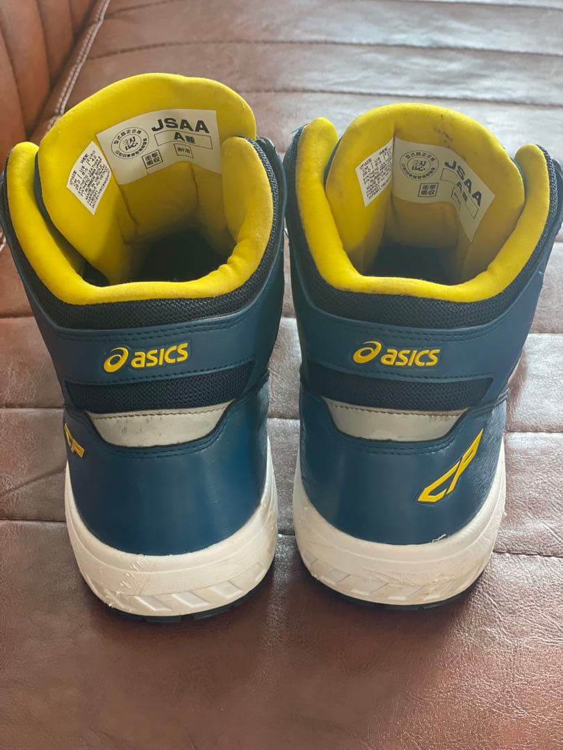 asics 安全靴BOAブルー×イエロー 使用頻度低め　作業靴ハイカット26cm