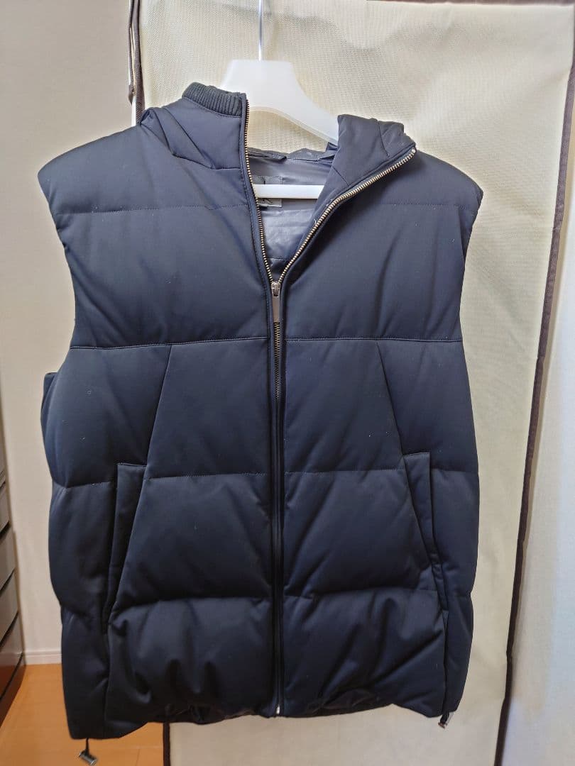   フード付きダウンベスト XL ブラック