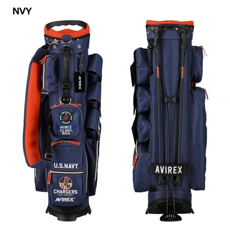 新品 AVIREX アヴィレックスゴルフ スタンド キャディバッグ ネイビー