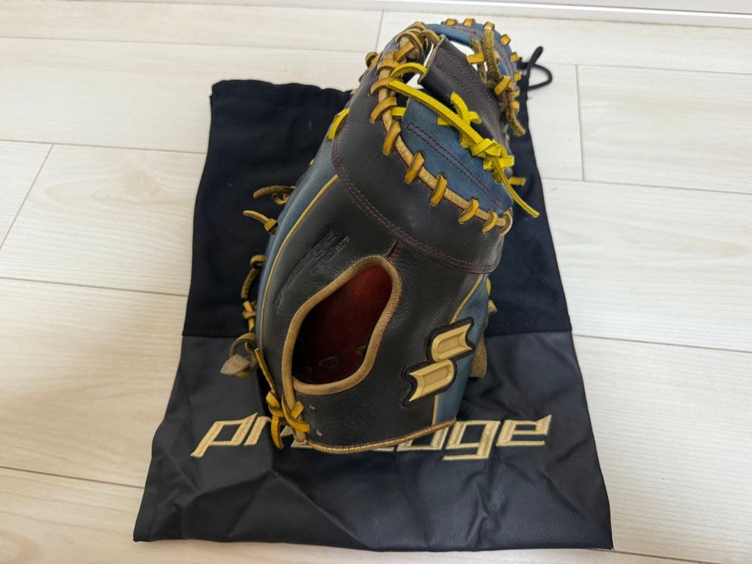 SSK野球　ファーストミット（オーダー）青黒黄 収納袋付き