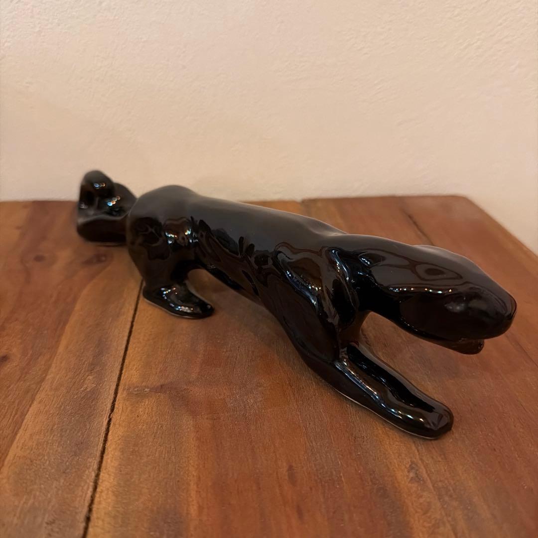 ブラックパンサー 陶器　置物　ミッドセンチュリー　ヴィンテージ　50-60s