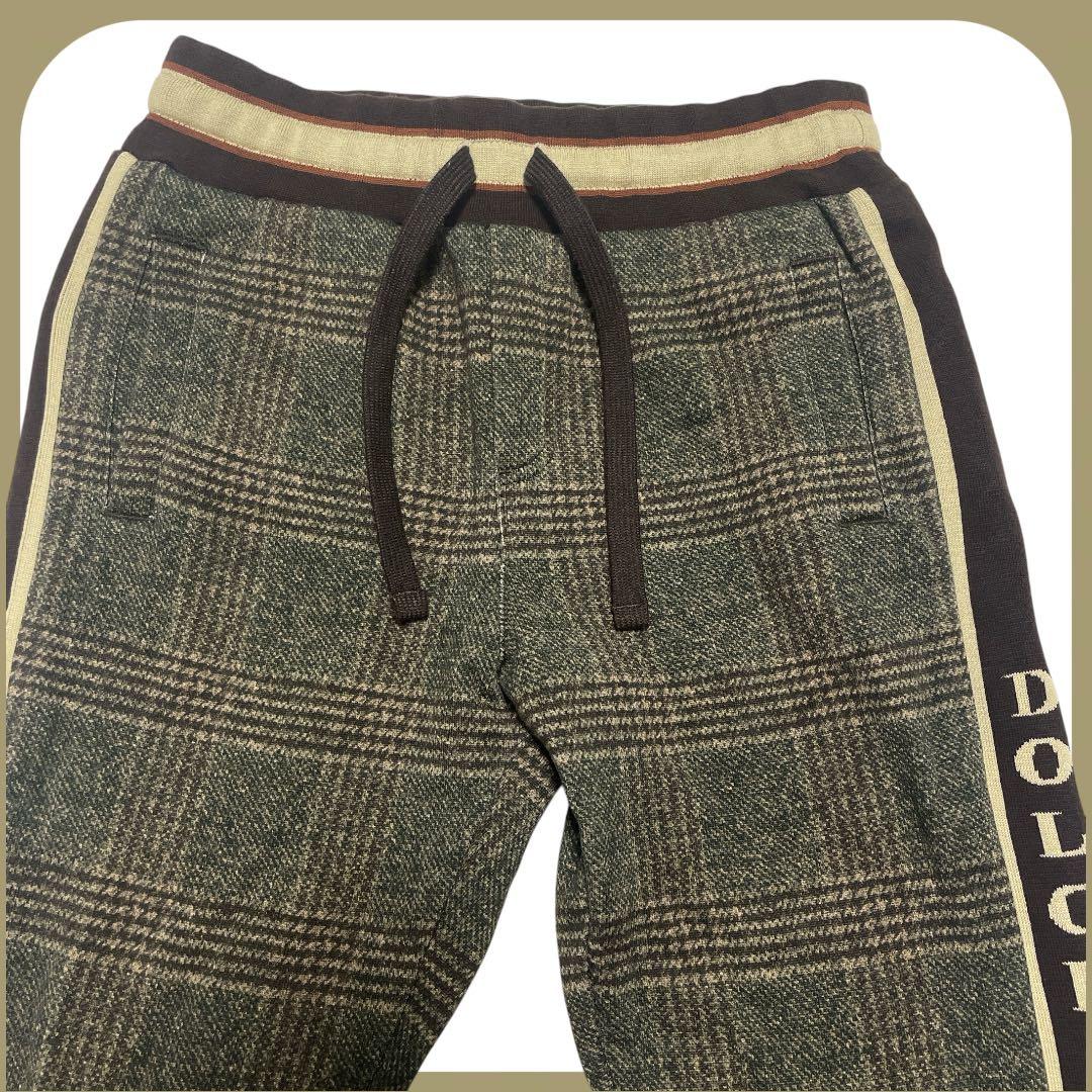 【美品】DOLCE&GABBANA ロゴ パンツ 140 チェック柄　茶色