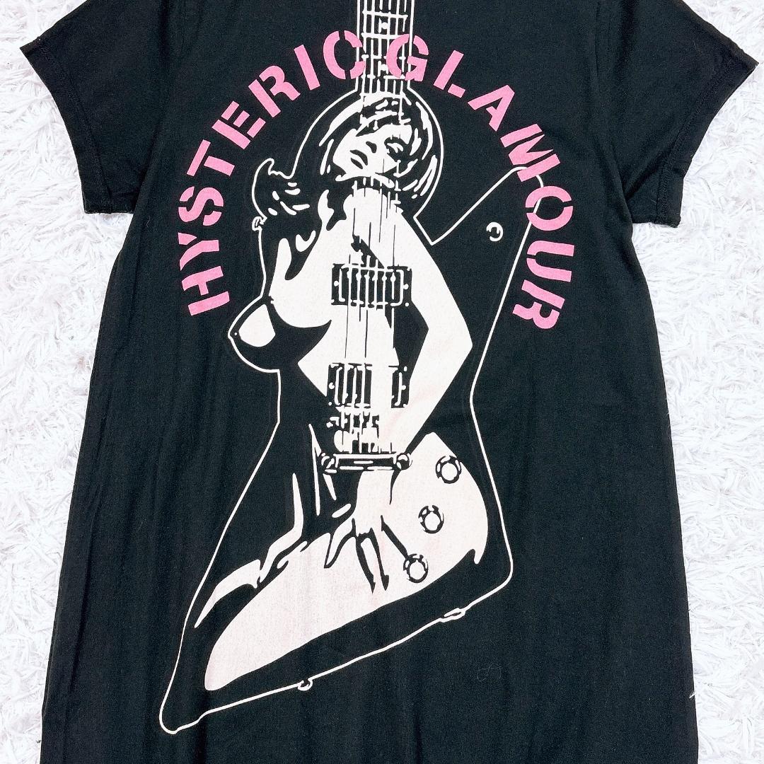 【美品】ヒステリックグラマー バックプリントワンピース ヒスガール ロゴ＆ギター